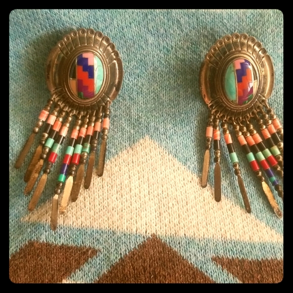 Turquoise,  lapis...earrings - Picture 1 of 8